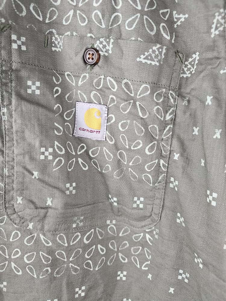 Mens Carhartt Rugged Flex Loose Fit Short Sleeve Khaki Pattern Shirt - L/Large Tall - NWOT