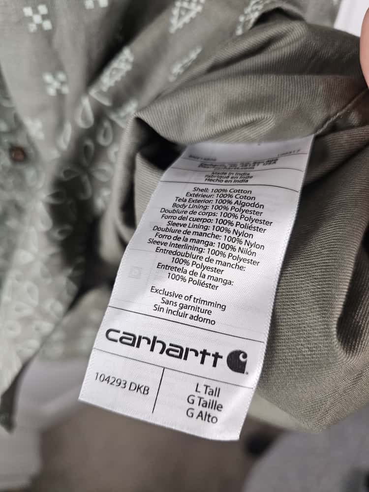 Mens Carhartt Rugged Flex Loose Fit Short Sleeve Khaki Pattern Shirt - L/Large Tall - NWOT