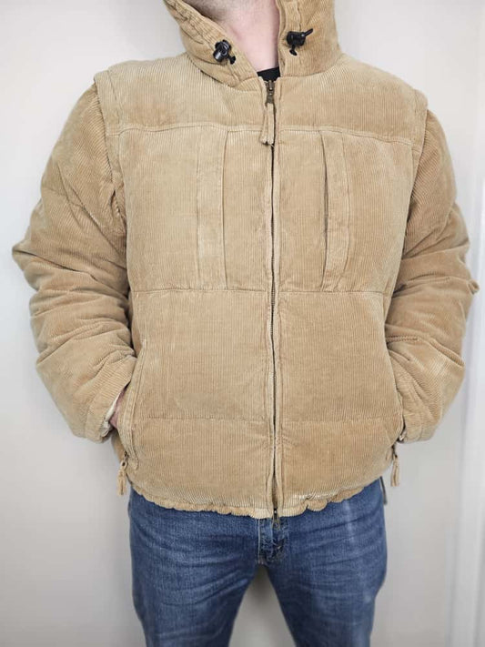 Vintage Tommy Hilfiger Velvet Down 2 in 1 Convertible Transformer Corduroy Puffer/Duffle Jacket - XL