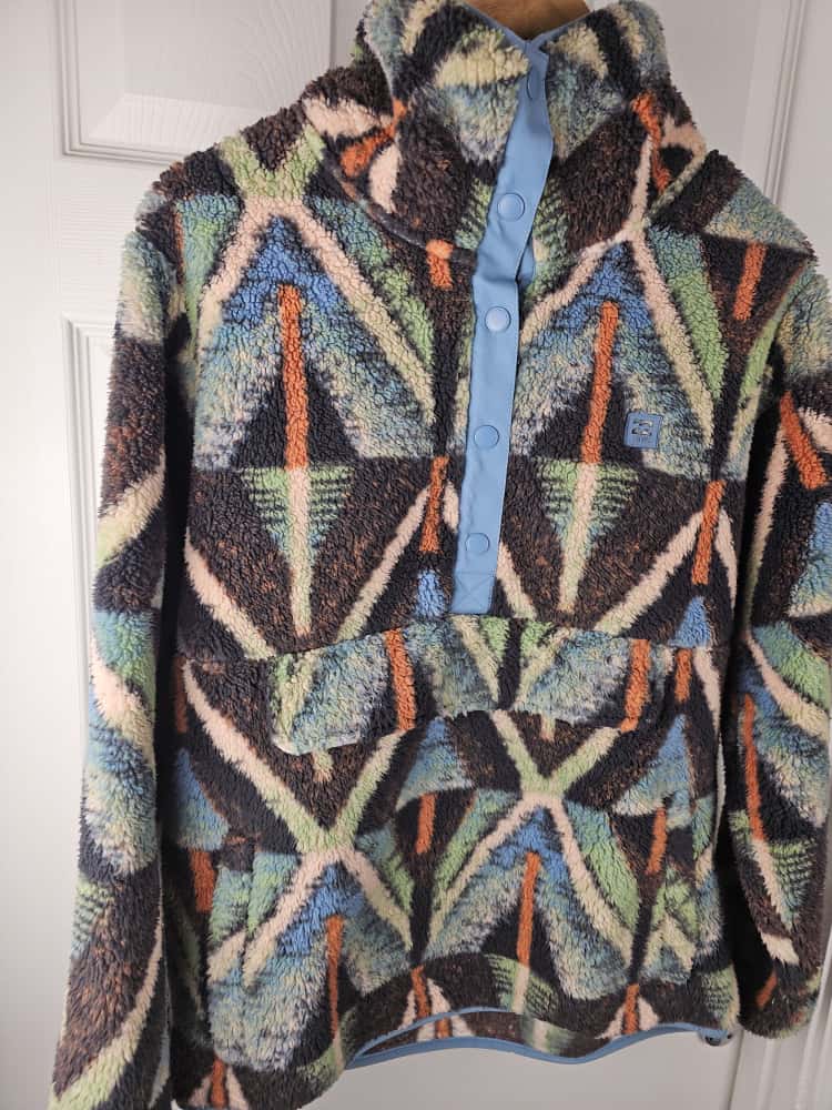 Billabong Adventure Division Switchback Snap Button Sherpa Fleece Pullover Jumper - XL/Extra Large
