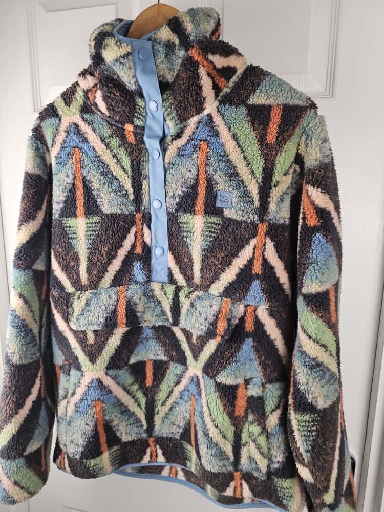 Billabong Adventure Division Switchback Snap Button Sherpa Fleece Pullover Jumper - XL/Extra Large