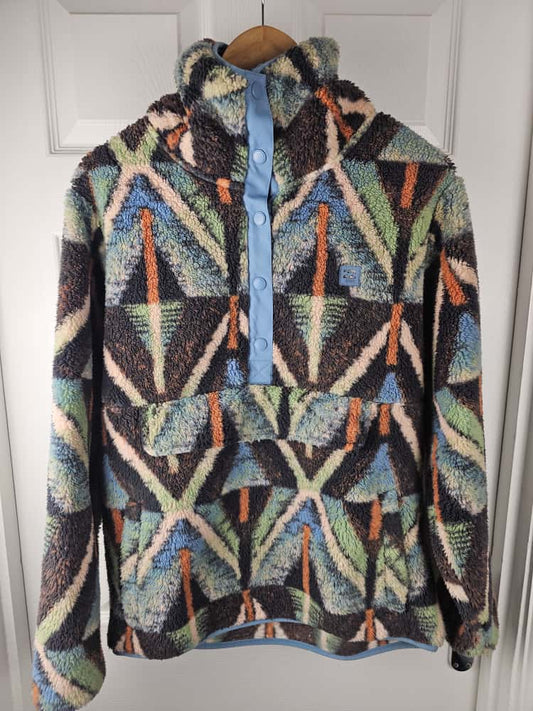 Billabong Adventure Division Switchback Snap Button Sherpa Fleece Pullover Jumper - XL/Extra Large