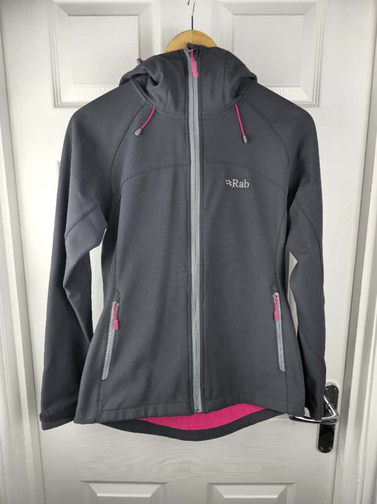 Rab Womens Full Zip Grey Soft Shell Style Hooded Jacket - UK 10