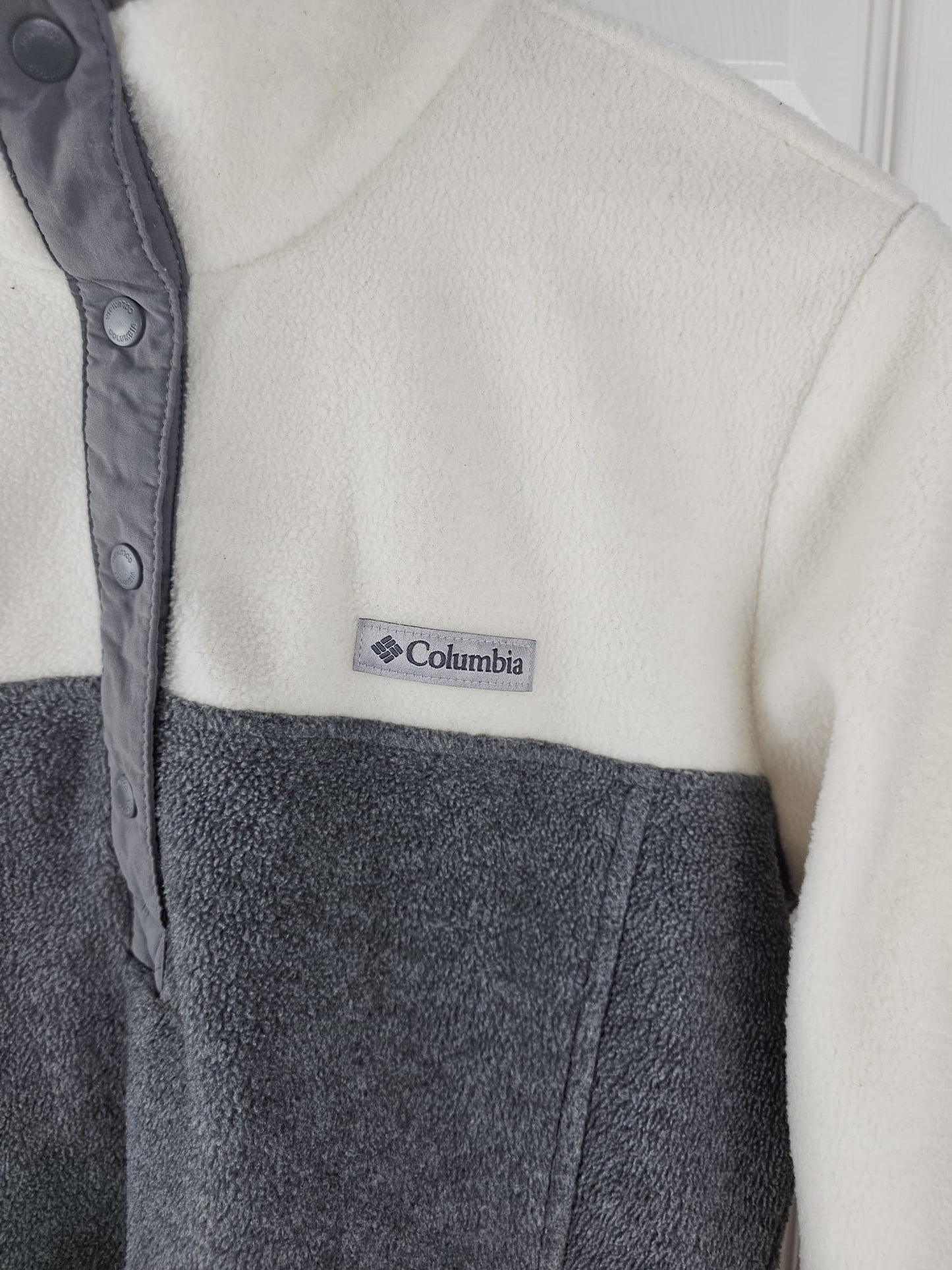 Columbia Womens Snap Button Pullover Grey/White Fleece Jumper - M/Medium