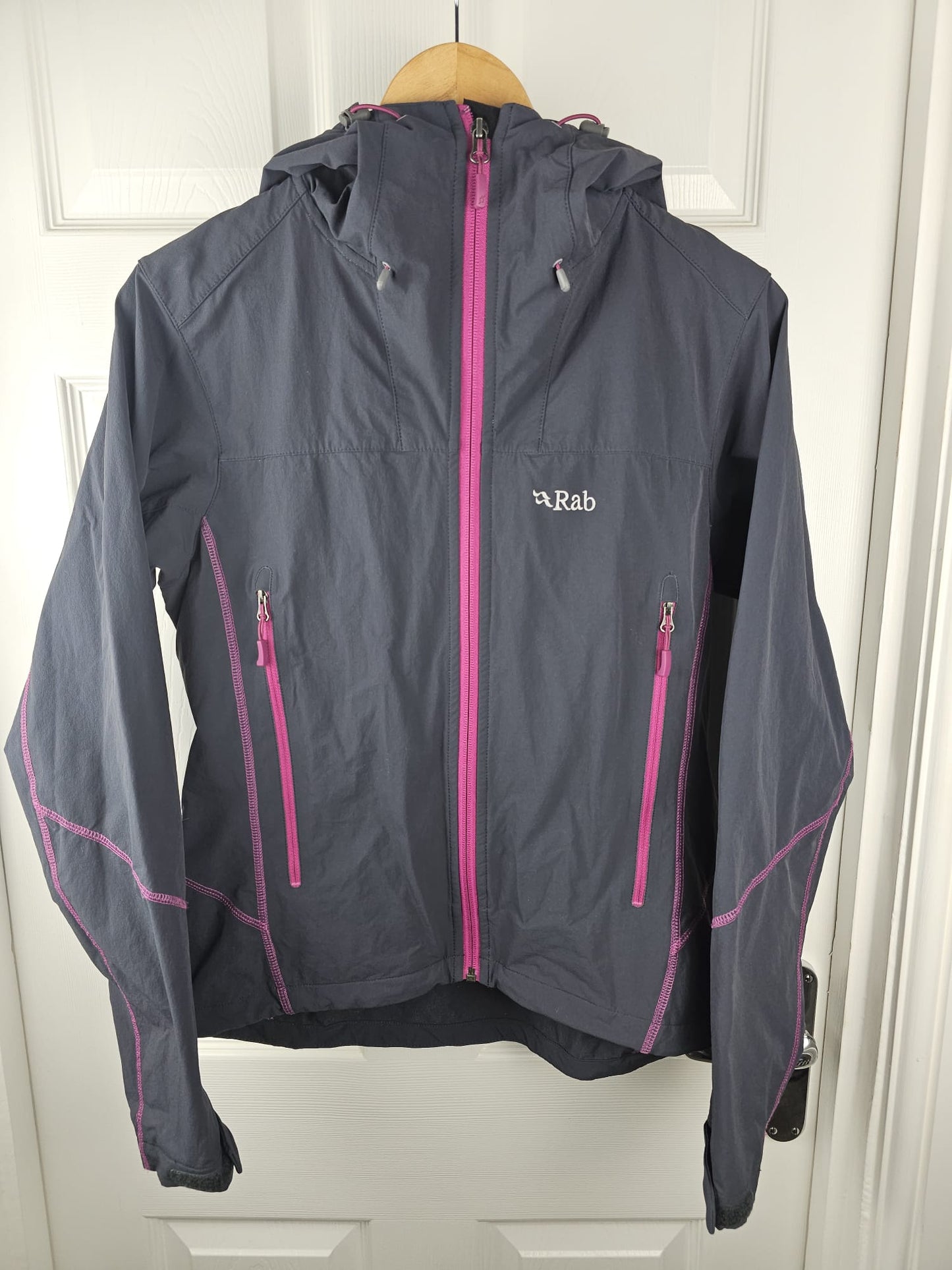 Rab Womens Full Zip Hooded Grey Soft Shell Activewear/Hiking Jacket - UK 12