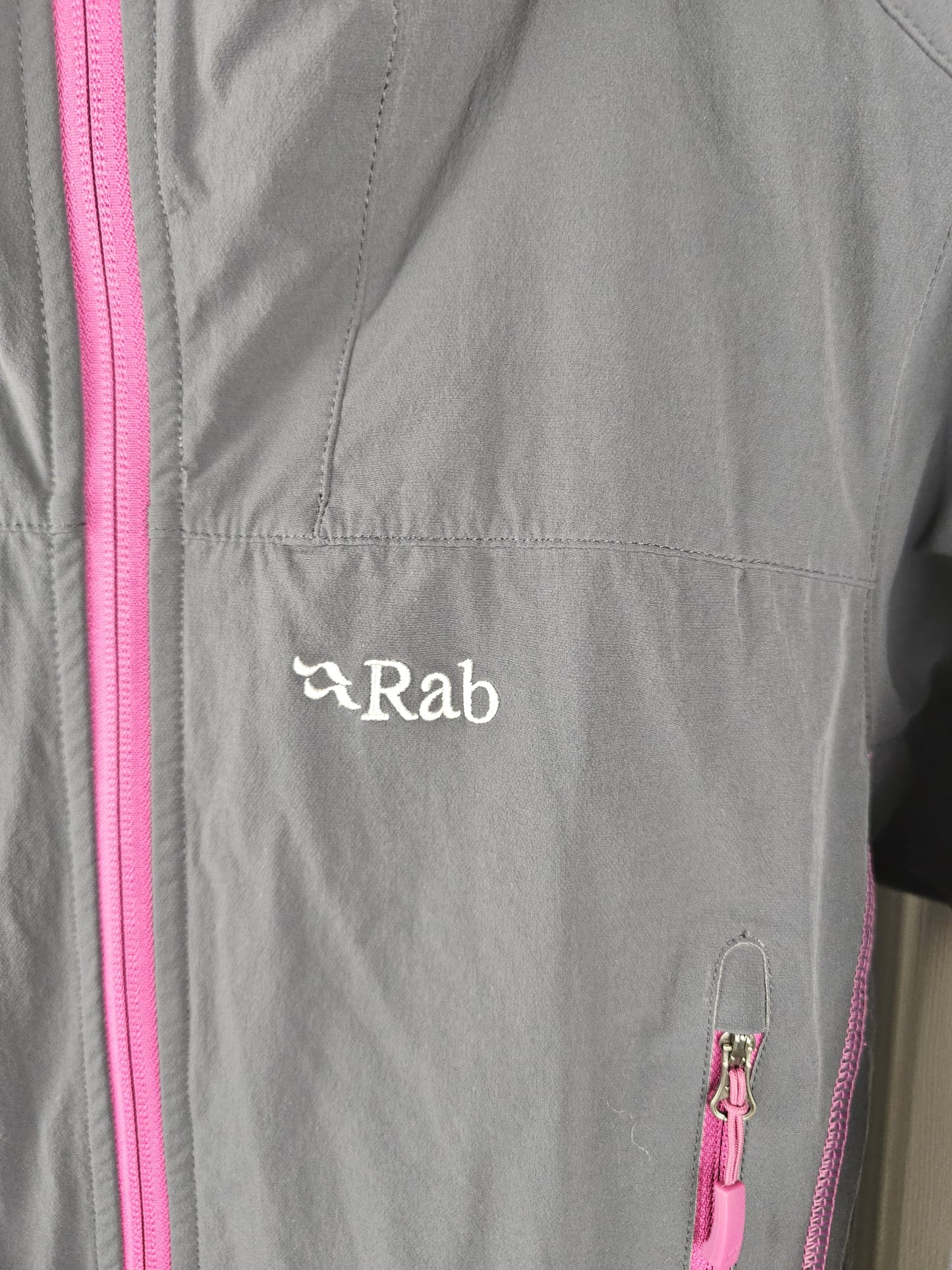 Rab Womens Full Zip Hooded Grey Soft Shell Activewear/Hiking Jacket - UK 12