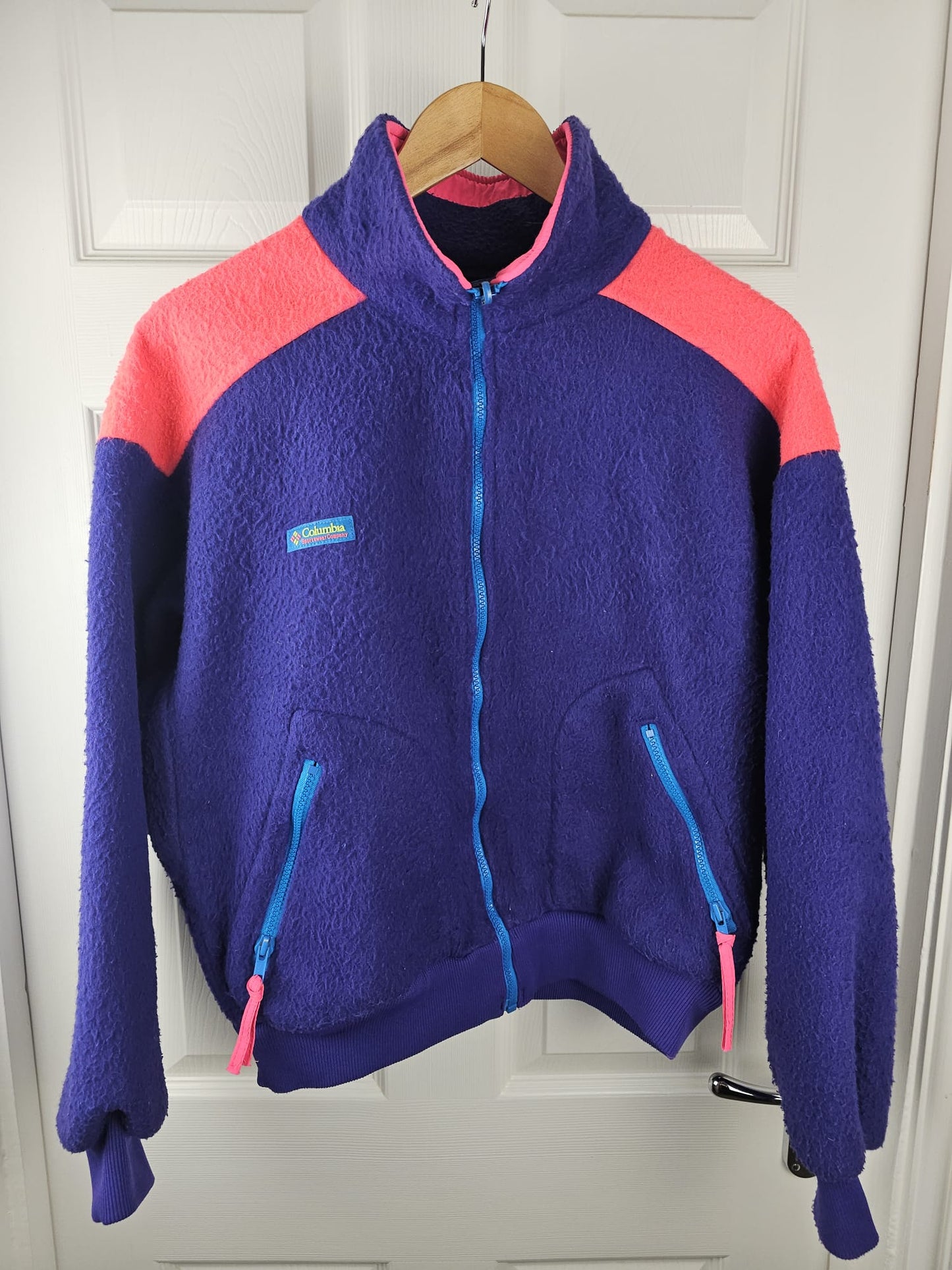 Columbia Womens Vintage Full Zip Fleece Jacket - L/Large - Purple/Pink