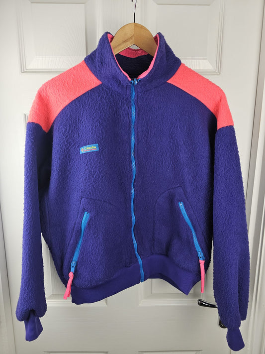 Columbia Womens Vintage Full Zip Fleece Jacket - L/Large - Purple/Pink