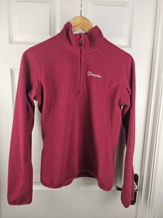 Berghaus Womens Pullover 1/4 Zip Fleece Jumper - UK 12 - Deep Red