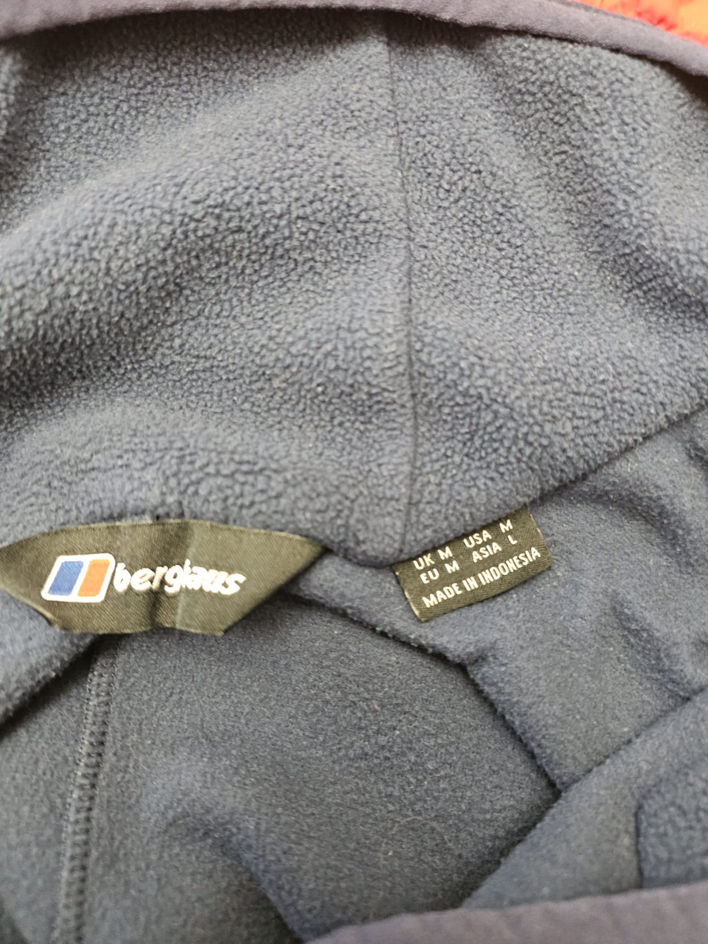 Berghaus Mens Pullover 1/2 Zip Hooded Fleece Jumper - M/Medium - Navy/Red