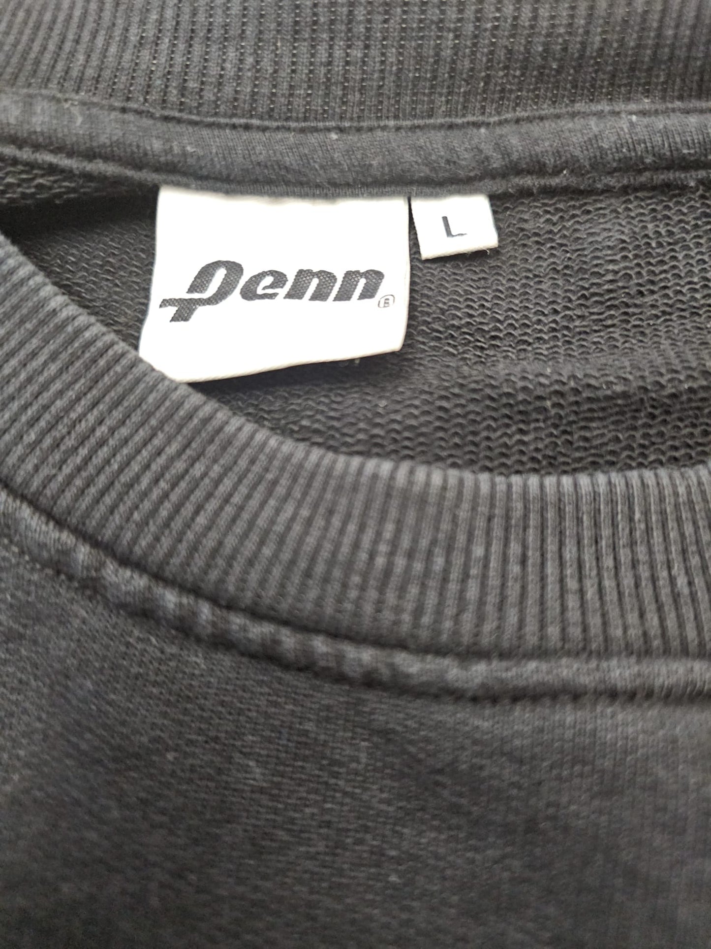 Mens Penn Sport Pullover Crew Neck Embroidered Jumper/Sweatshirt - L/Large - Black