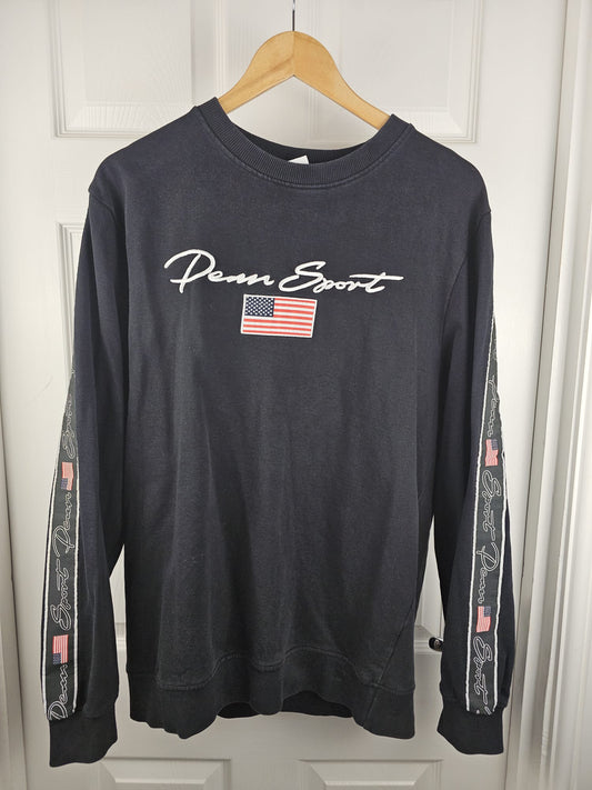 Mens Penn Sport Pullover Crew Neck Embroidered Jumper/Sweatshirt - L/Large - Black