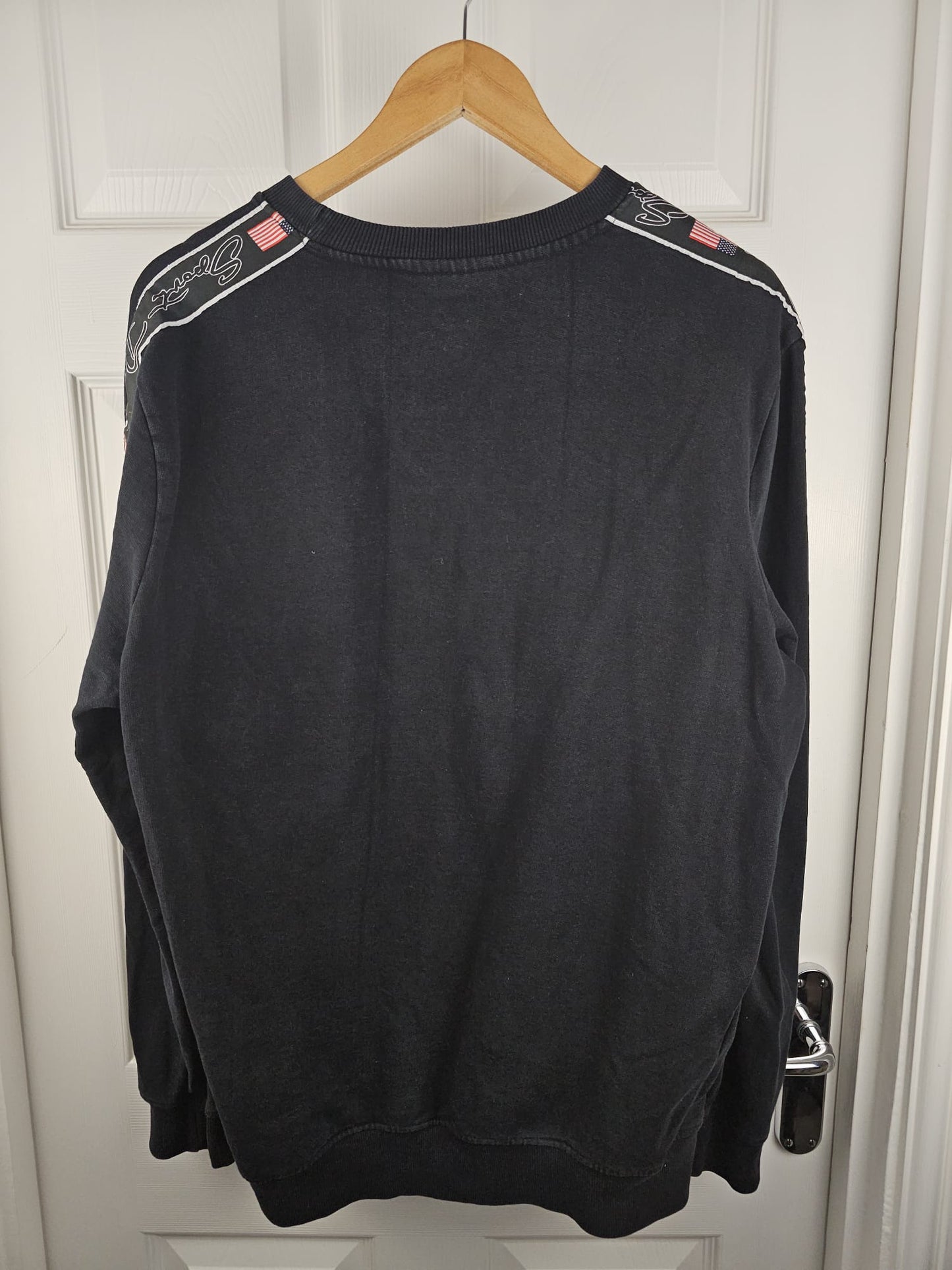 Mens Penn Sport Pullover Crew Neck Embroidered Jumper/Sweatshirt - L/Large - Black