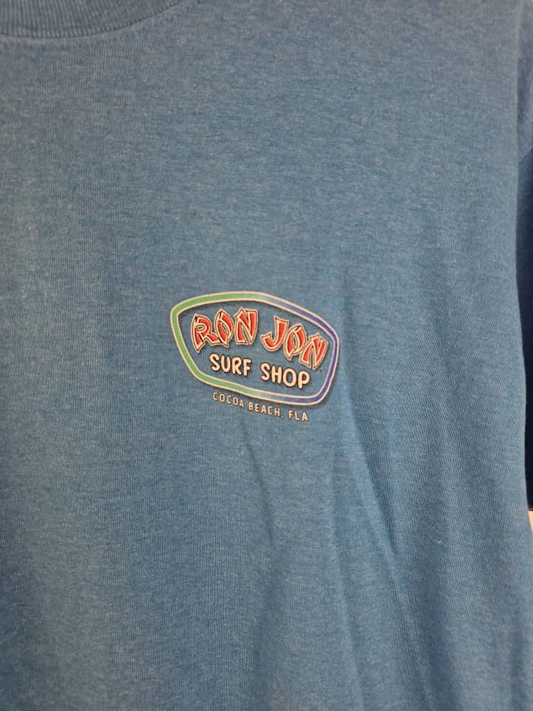 Ron Jon Surf Shop Men's Short Sleeve Printed Surf Board T-Shirt - M/Medium - Blue