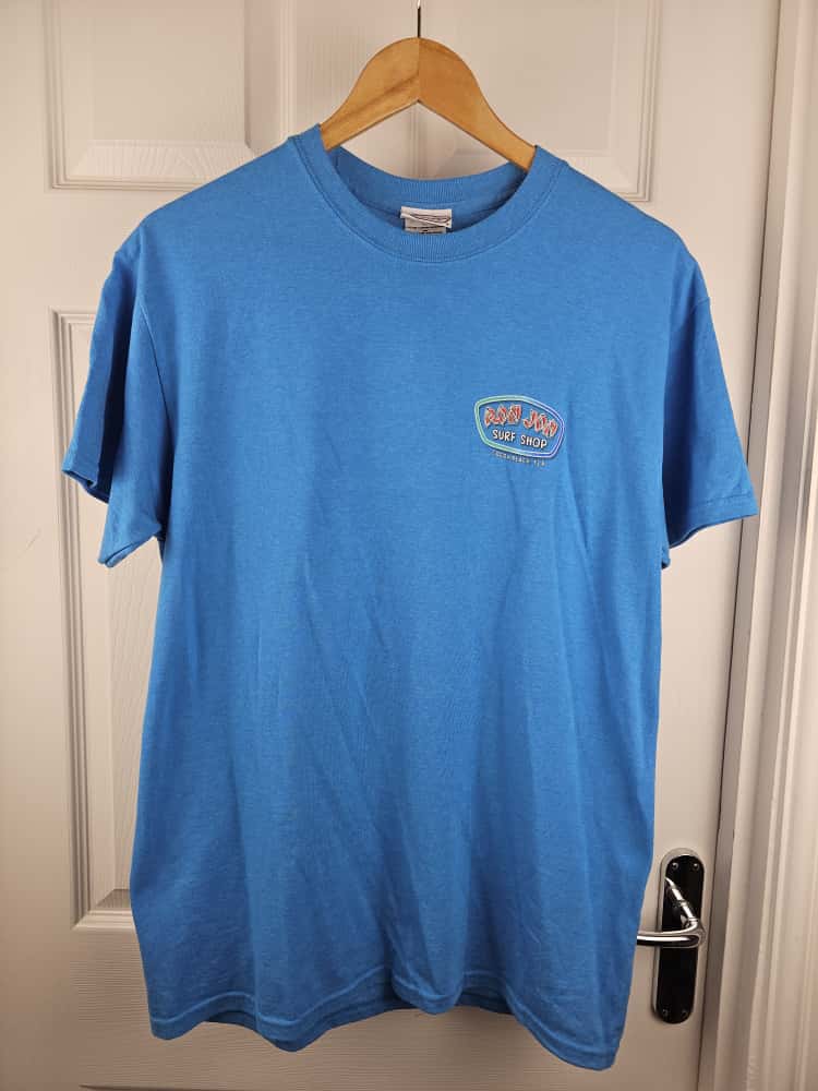 Ron Jon Surf Shop Men's Short Sleeve Printed Surf Board T-Shirt - M/Medium - Blue