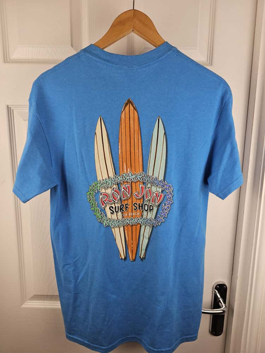 Ron Jon Surf Shop Men's Short Sleeve Printed Surf Board T-Shirt - M/Medium - Blue