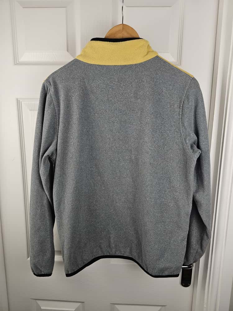 Passenger Mens Pullover Snap Button Fleece Jumper - S/Small - Grey/Yellow