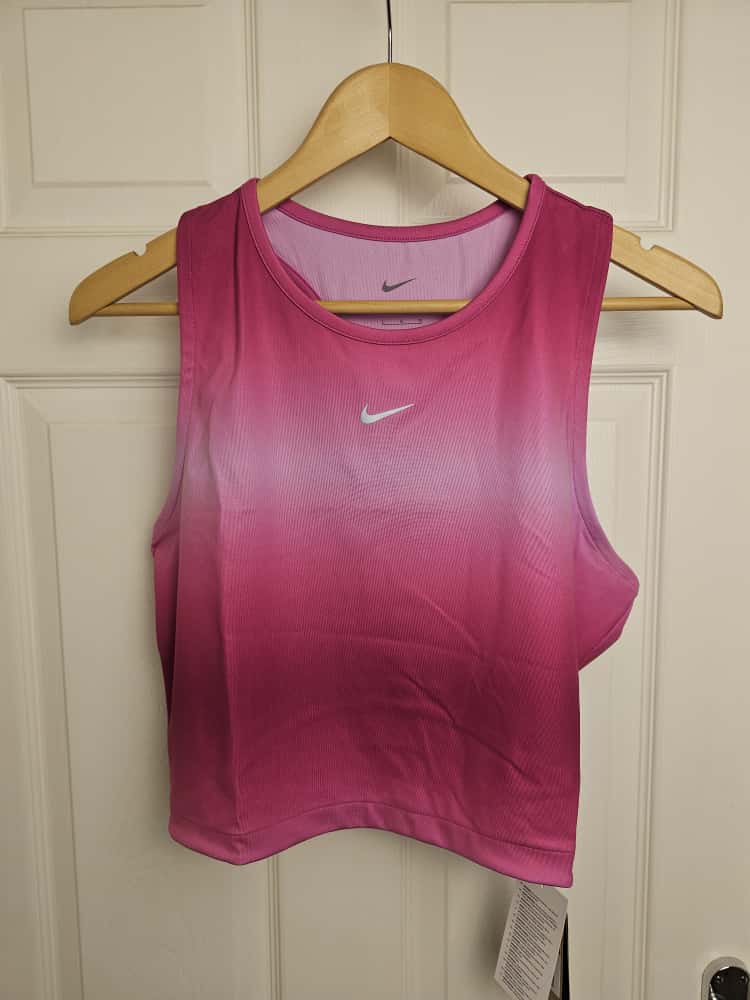 Nike Running Swoosh Gradient Cropped Tank Top - L/Large - Pink