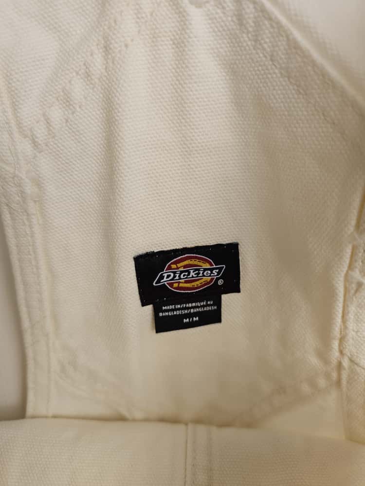 Dickies White Short Duck Canvas Bib Dungarees - M/Medium