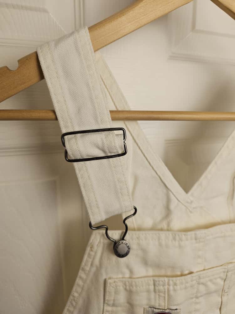 Dickies White Short Duck Canvas Bib Dungarees - M/Medium
