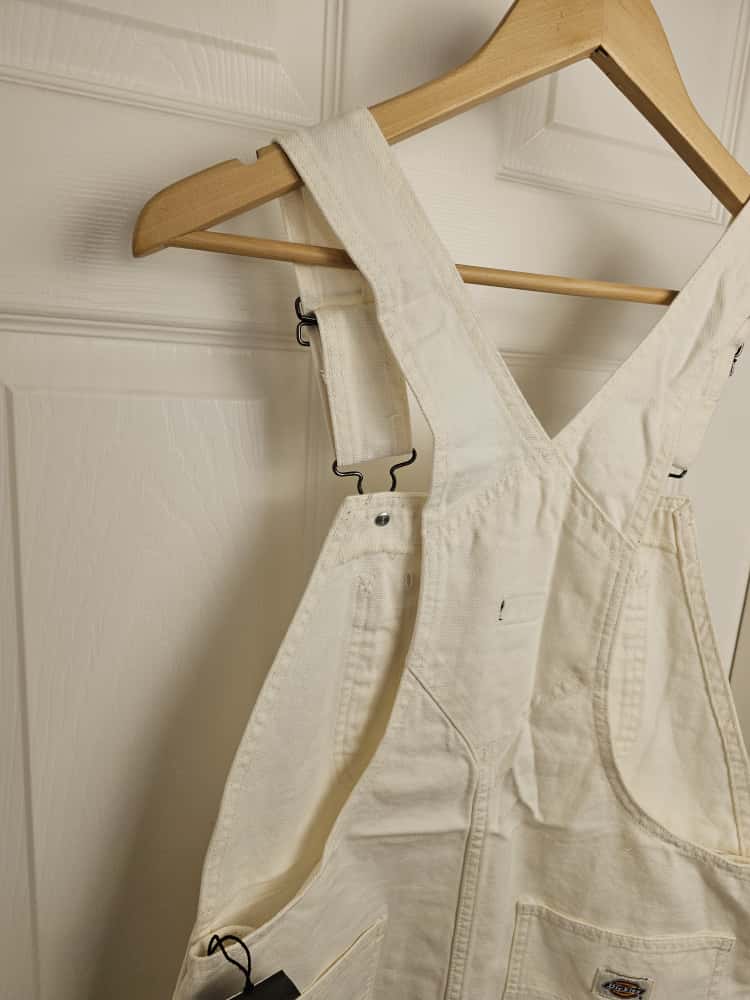 Dickies White Short Duck Canvas Bib Dungarees - M/Medium