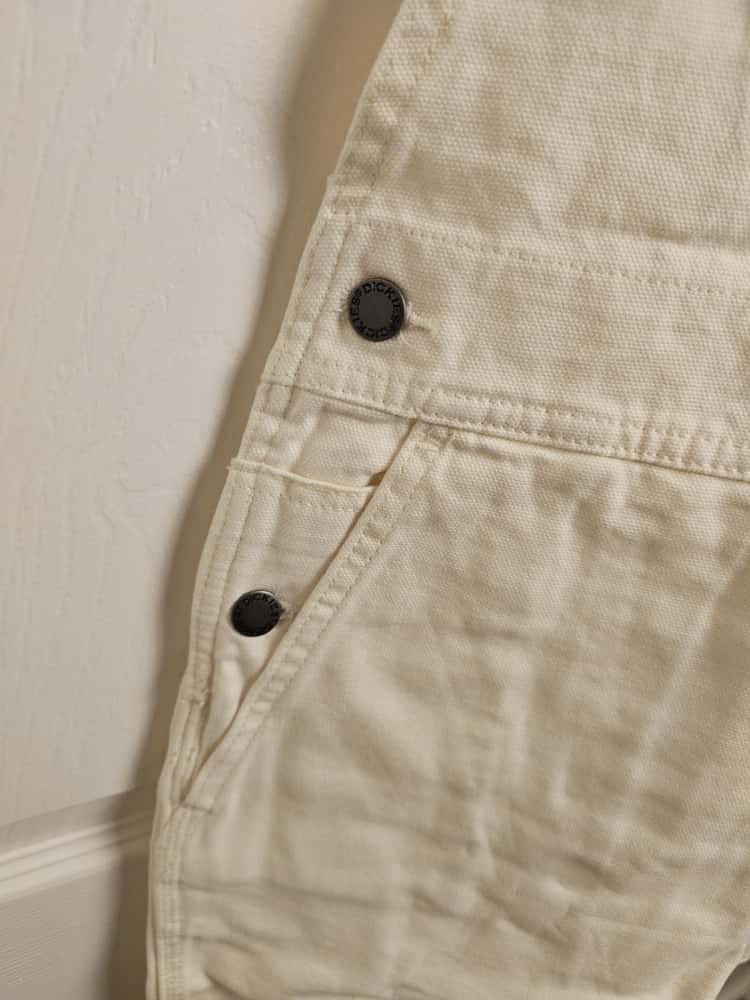 Dickies White Short Duck Canvas Bib Dungarees - M/Medium