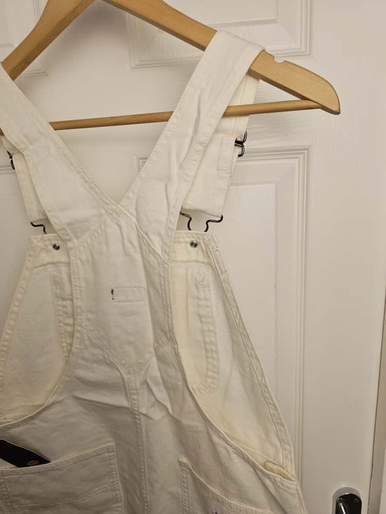 Dickies White Short Duck Canvas Bib Dungarees - M/Medium