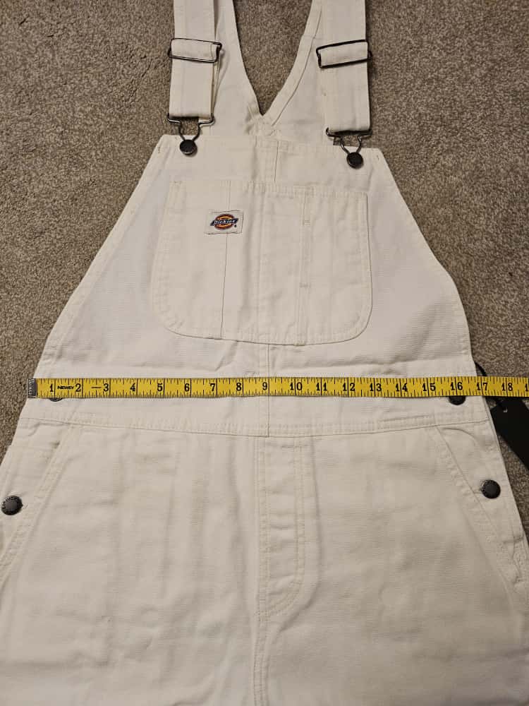 Dickies White Short Duck Canvas Bib Dungarees - M/Medium