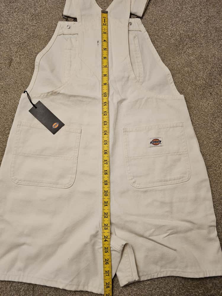 Dickies White Short Duck Canvas Bib Dungarees - M/Medium