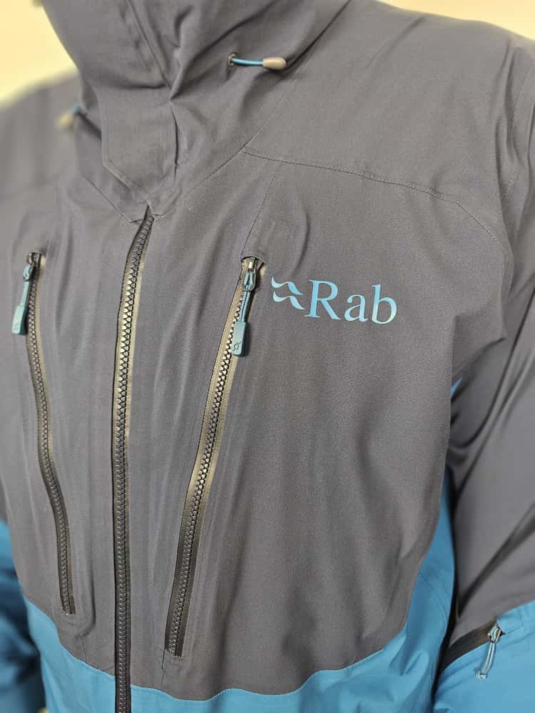 Mens Rab Sharp Edge Pertex Shield AP Full Zip Hooded Alpine Jacket/Coat - L/Large - Blue/Navy