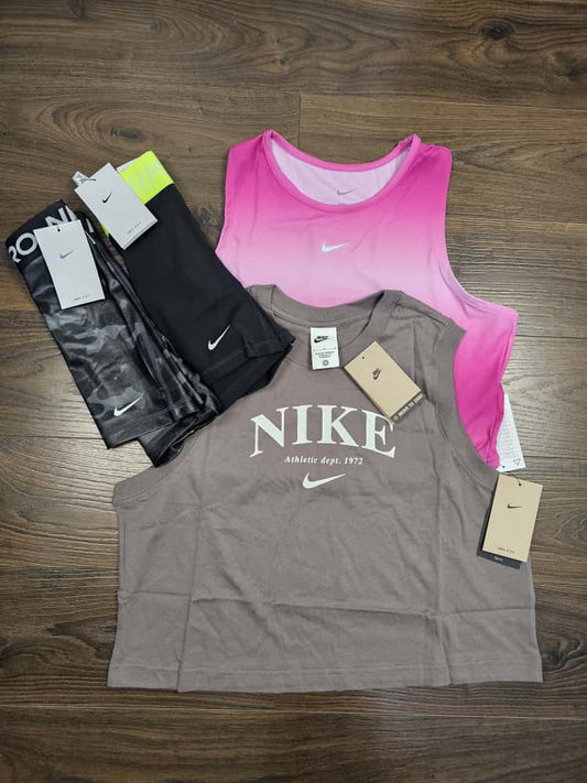 Nike Pro Training Womens Dri-Fit Activewear/Gym Bundle - Vest Tops And Booty Shorts - L/large