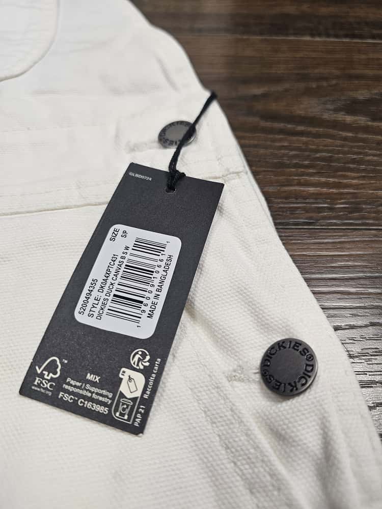 Dickies White Short Duck Canvas Bib Dungarees - S/Small