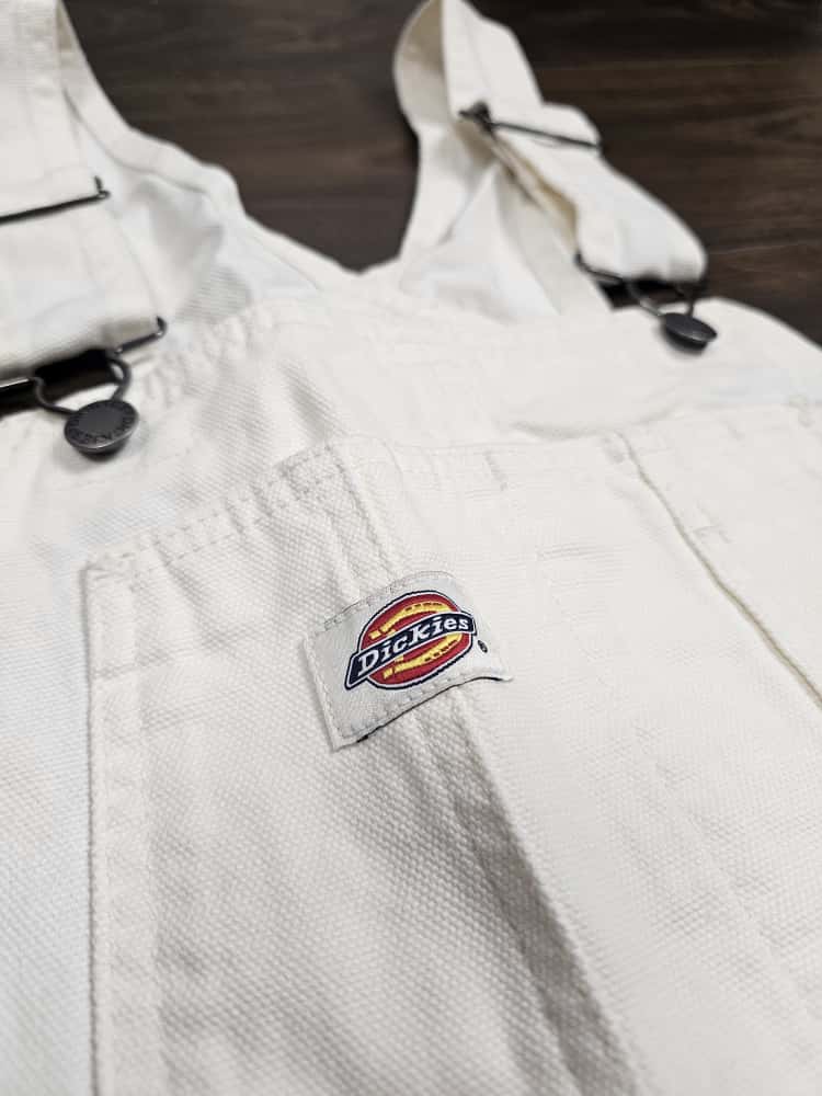 Dickies White Short Duck Canvas Bib Dungarees - S/Small