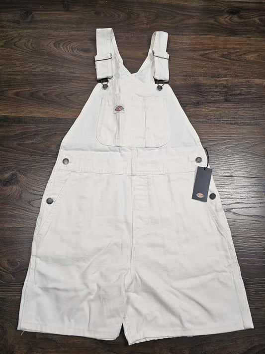 Dickies White Short Duck Canvas Bib Dungarees - S/Small