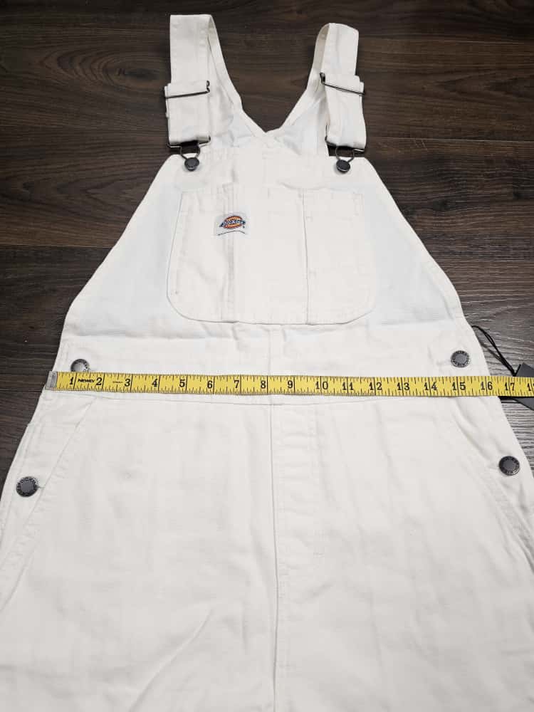 Dickies White Short Duck Canvas Bib Dungarees - S/Small