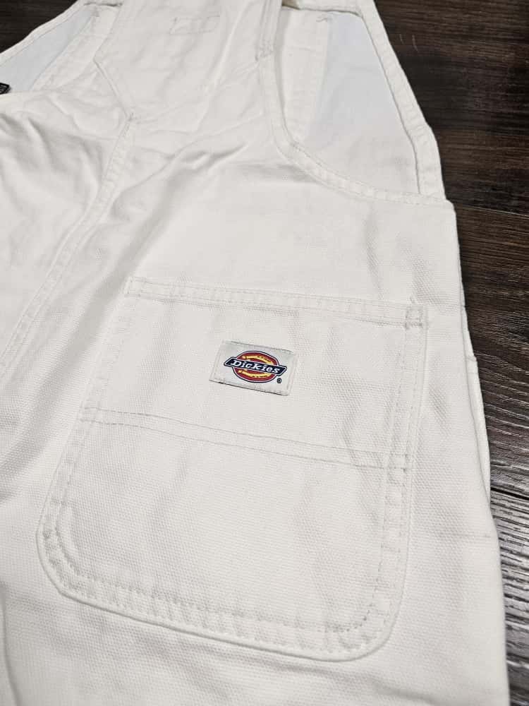 Dickies White Short Duck Canvas Bib Dungarees - S/Small