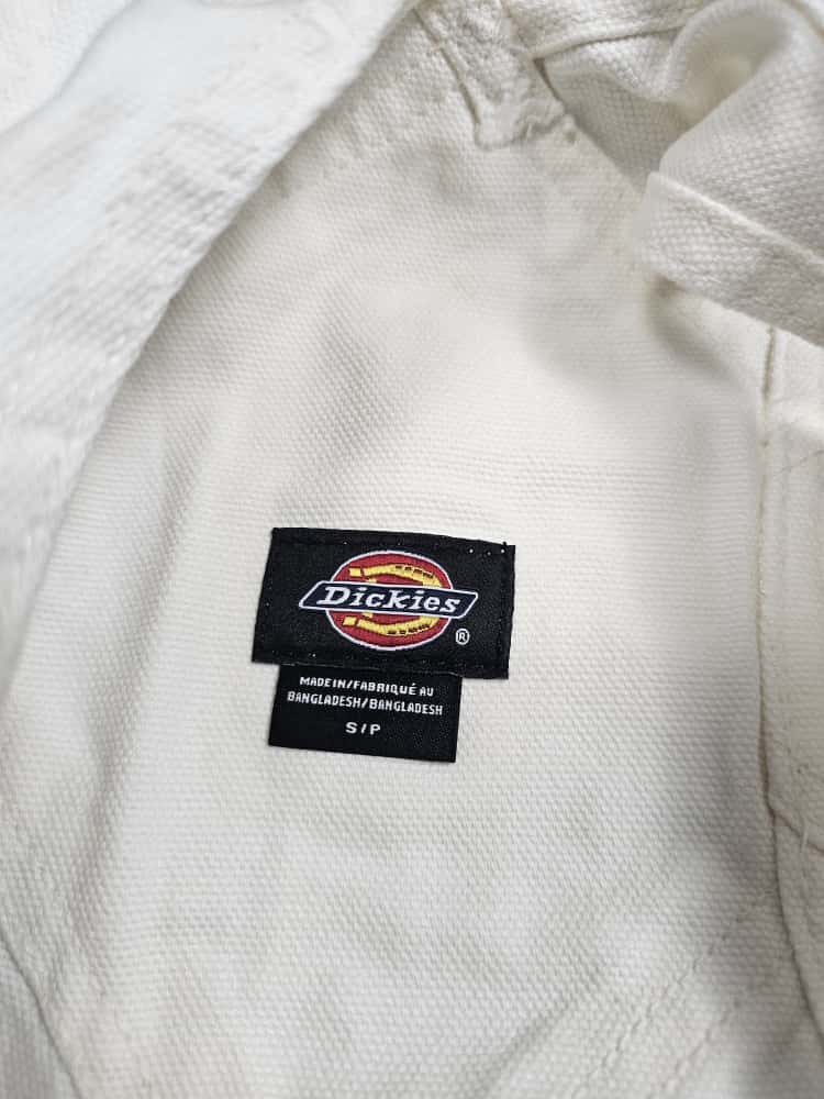 Dickies White Short Duck Canvas Bib Dungarees - S/Small