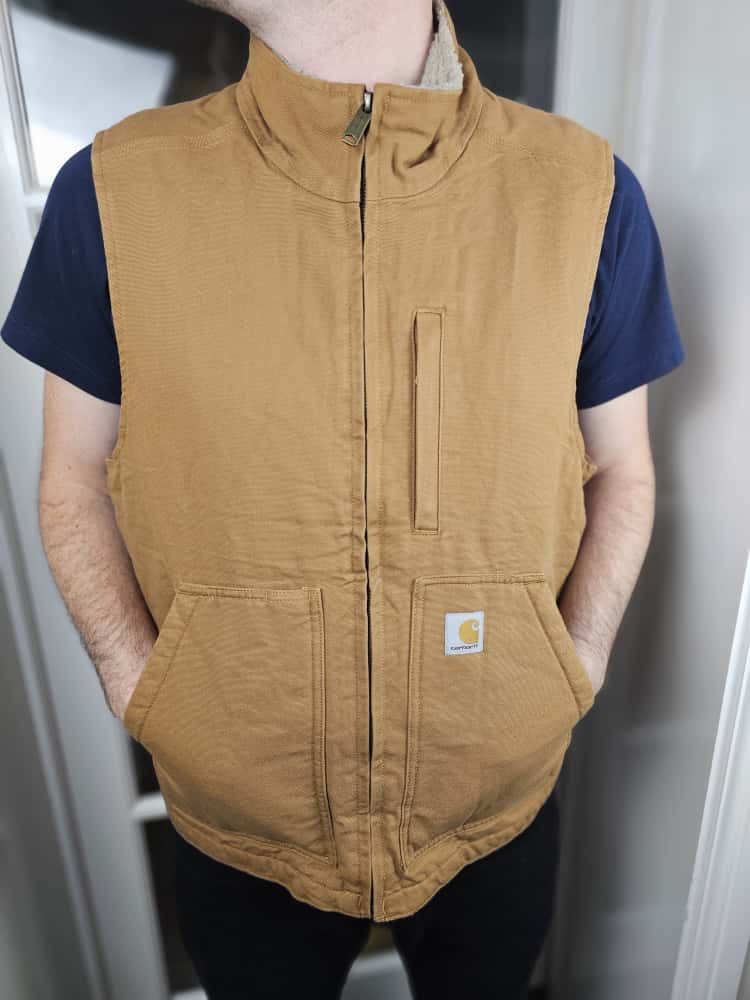 Carharrt Washed Duck Mens Loose Fit Sherpa Lined Gilet/Bodywarmer Workwear - M/Medium L/Large