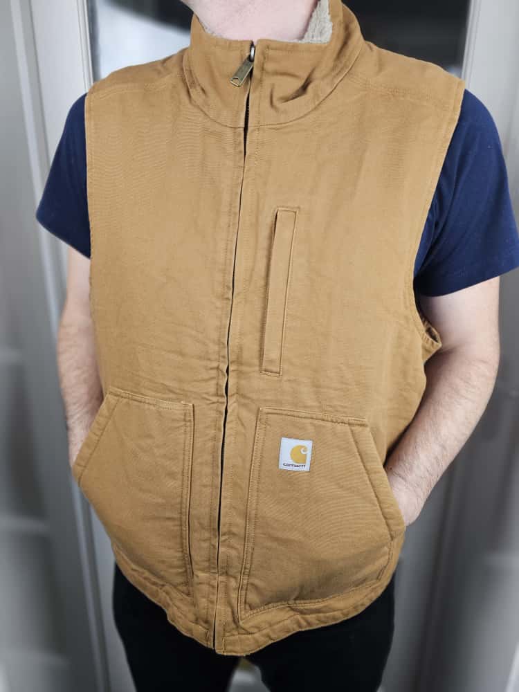 Carharrt Washed Duck Mens Loose Fit Sherpa Lined Gilet/Bodywarmer Workwear - M/Medium L/Large