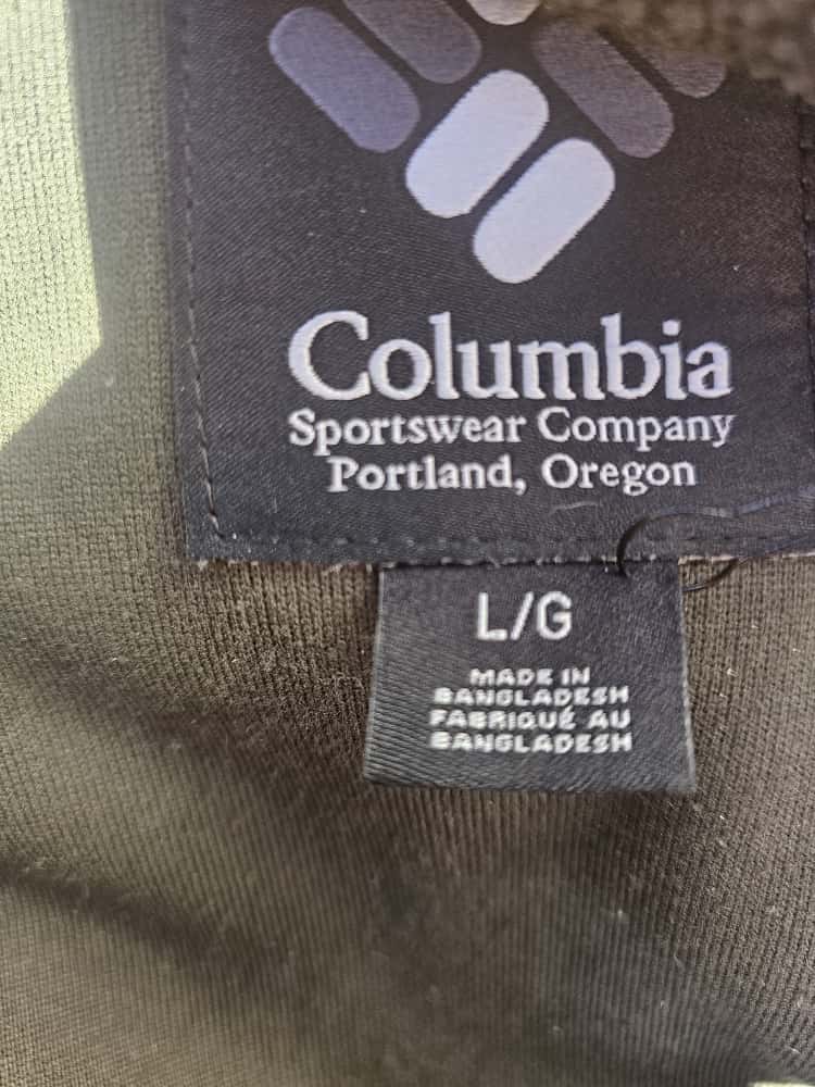Columbia Mens Pullover Snap Button Fleece Jumper - L/Large - Dark Green