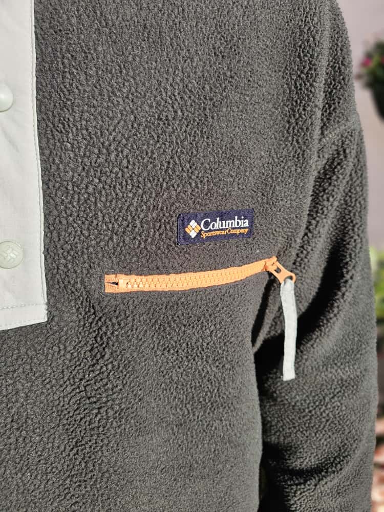 Columbia Mens Pullover Snap Button Fleece Jumper - L/Large - Dark Green