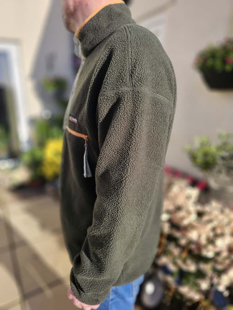 Columbia Mens Pullover Snap Button Fleece Jumper - L/Large - Dark Green