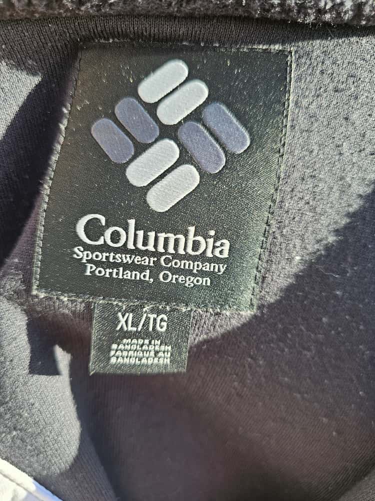 Columbia Mens Pullover Snap Button Fleece Jumper - XL/Extra Large - Black