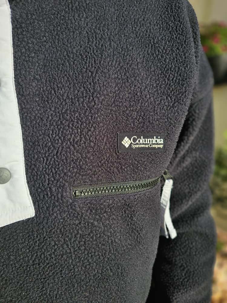 Columbia Mens Pullover Snap Button Fleece Jumper - XL/Extra Large - Black