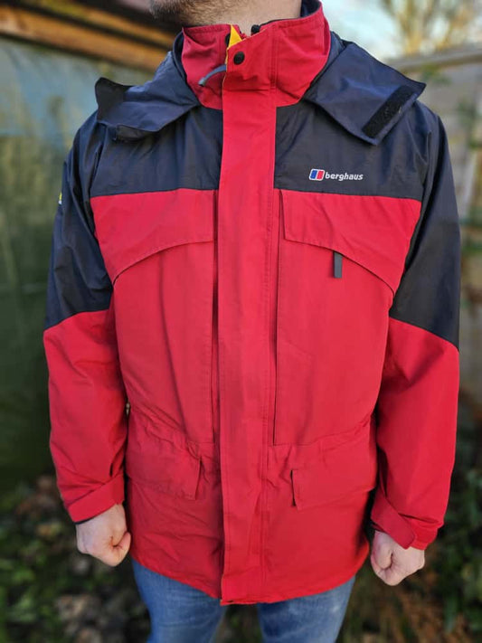 Berghaus Mens Glacier Peak Gore-Tex XCR Full Zip Hooded Jacket/Coat - L/Large - Red/Black/Yellow