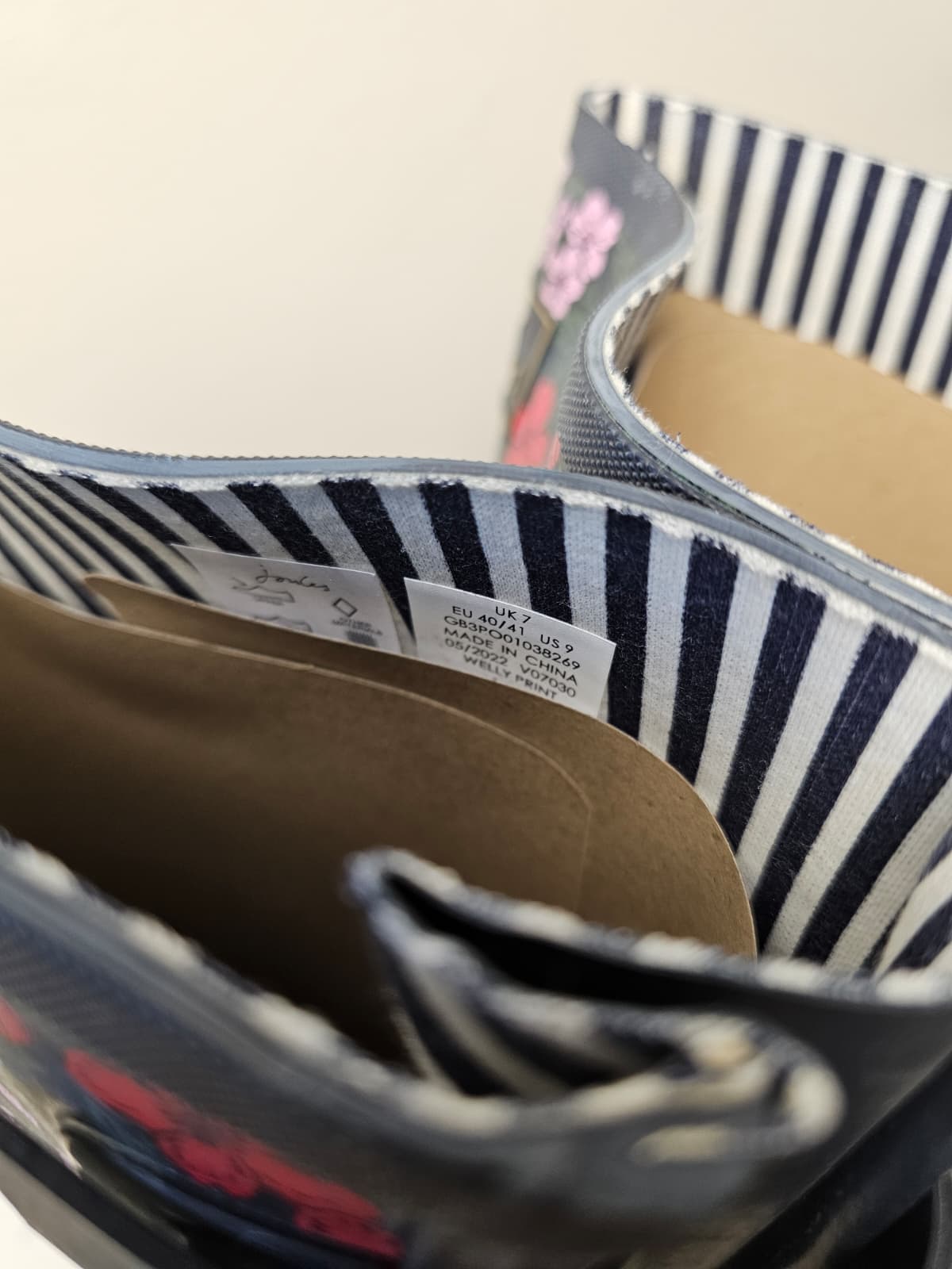 New In Box Joules Field Welly Art Floral Print Wellington Boots - RRP 59.95