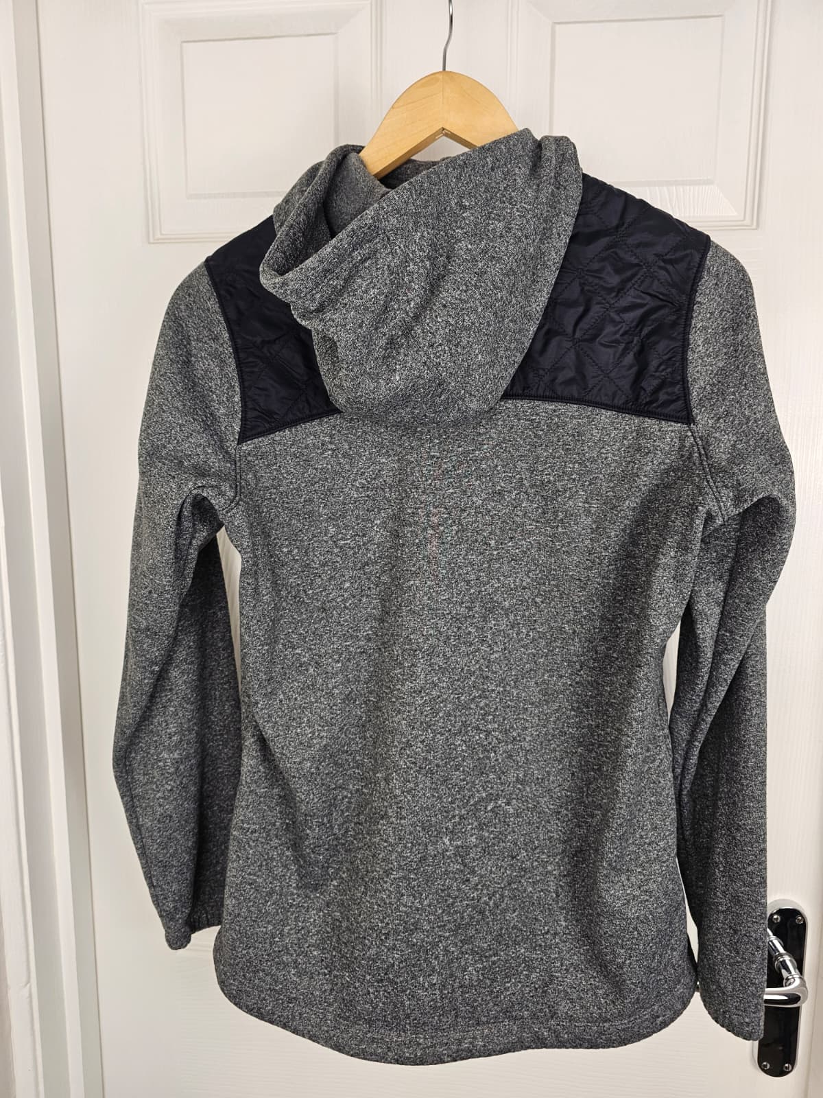 Columbia Womens Full Zip Hybrid Quilted Fleece Hooded Jacket - M/Medium - Grey/Black