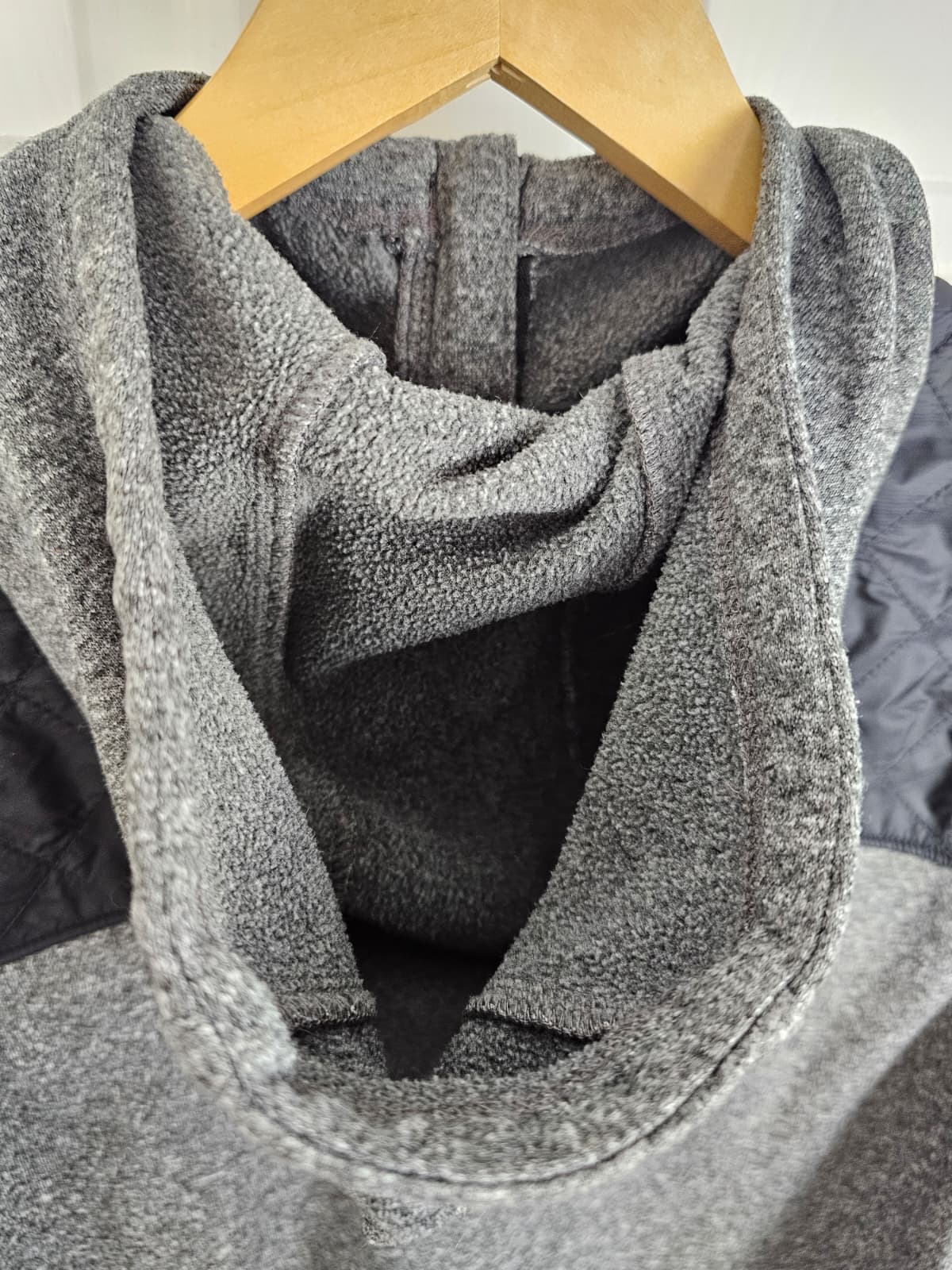 Columbia Womens Full Zip Hybrid Quilted Fleece Hooded Jacket - M/Medium - Grey/Black