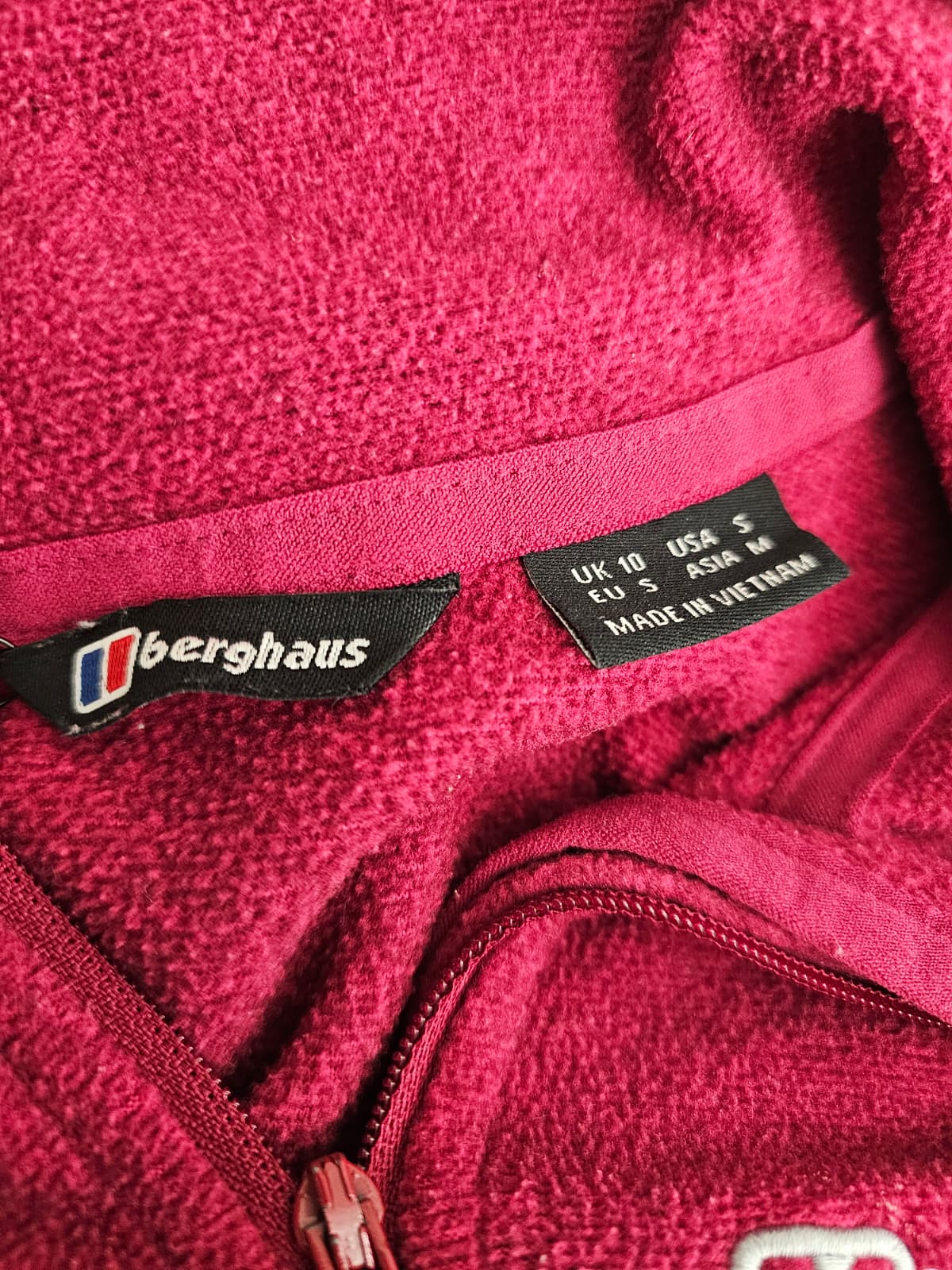 Berghaus Womens 1/2 Zip Pullover Fleece Jumper - UK 10 - Deep Red/Burgundy