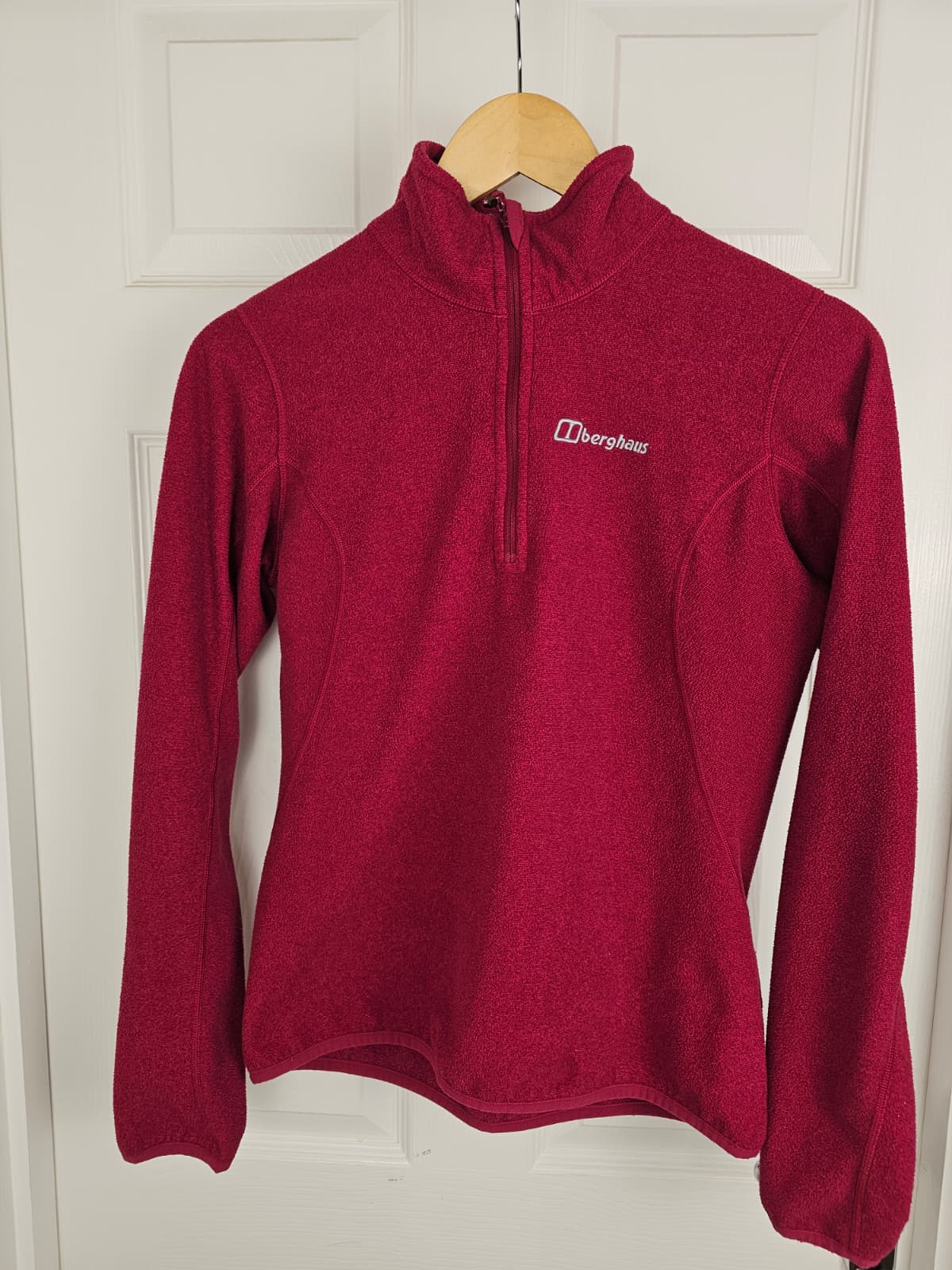 Berghaus Womens 1/2 Zip Pullover Fleece Jumper - UK 10 - Deep Red/Burgundy